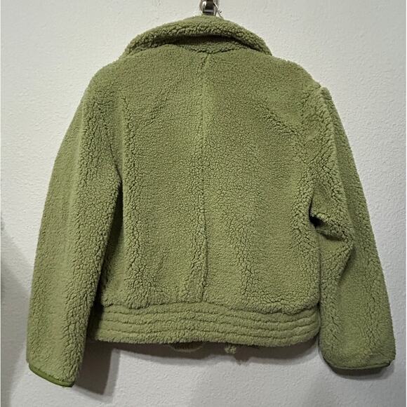 NEW Y2K Free People Joplin Cozy Sherpa Faux Fur Jacket Pistachio Green $198 - Picture 9 of 11